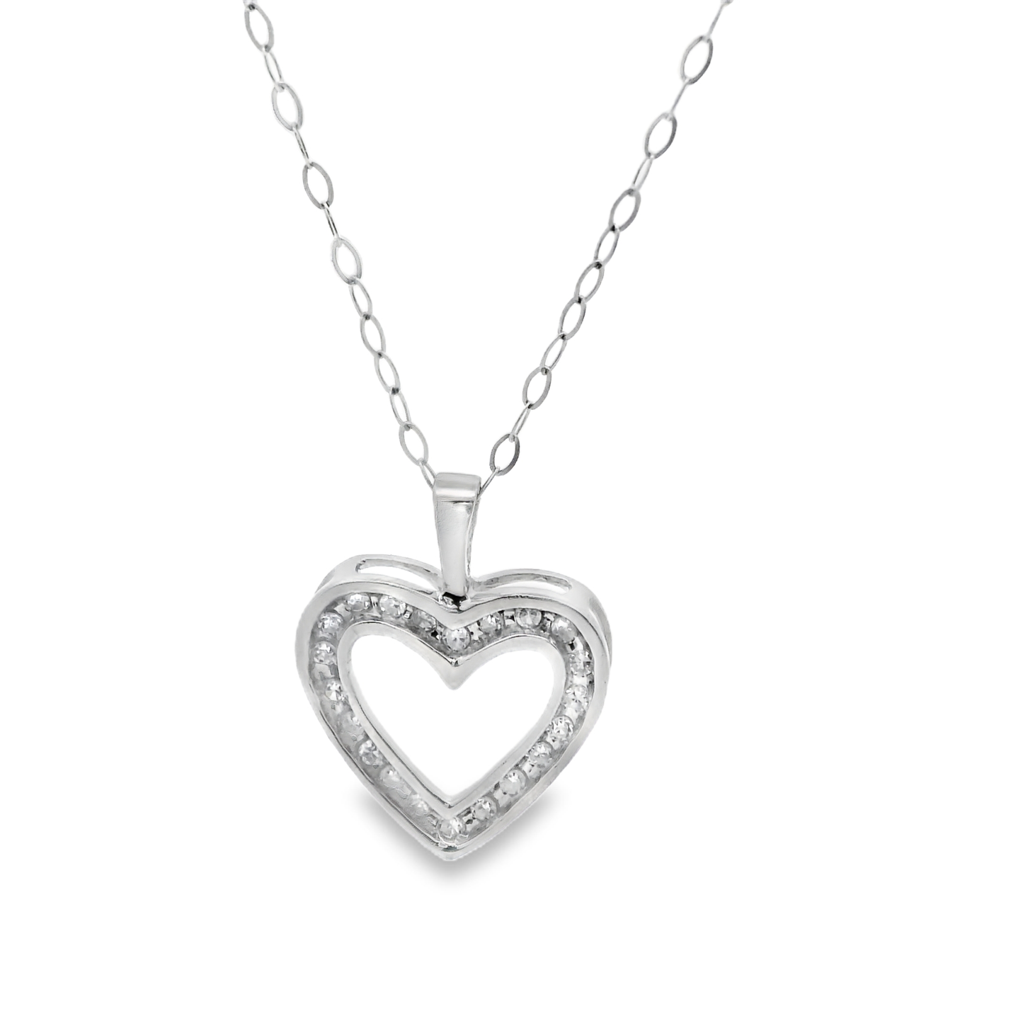 Platinum Diamond Heart Pendant Necklace