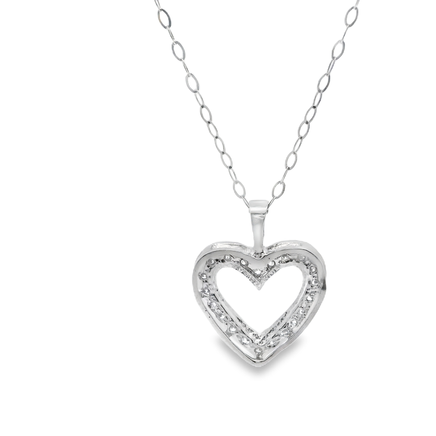 Platinum Diamond Heart Pendant Necklace