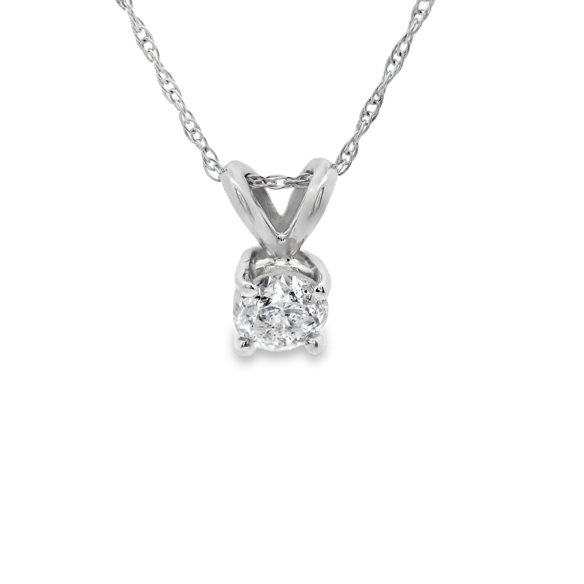 White Gold Diamond Solitaire Pendant Necklace