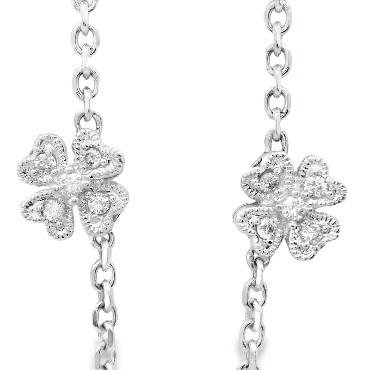 White Gold Diamond Flower Station Necklace