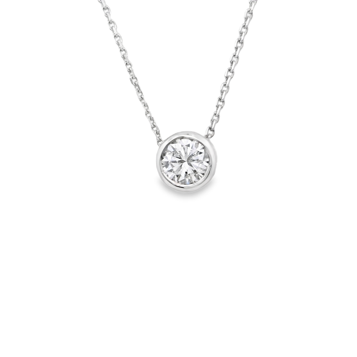 White Gold Solitaire Diamond Pendant Necklace