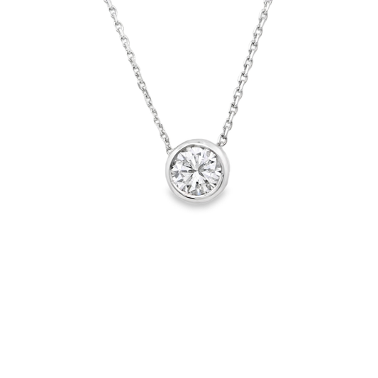 White Gold Solitaire Diamond Pendant Necklace