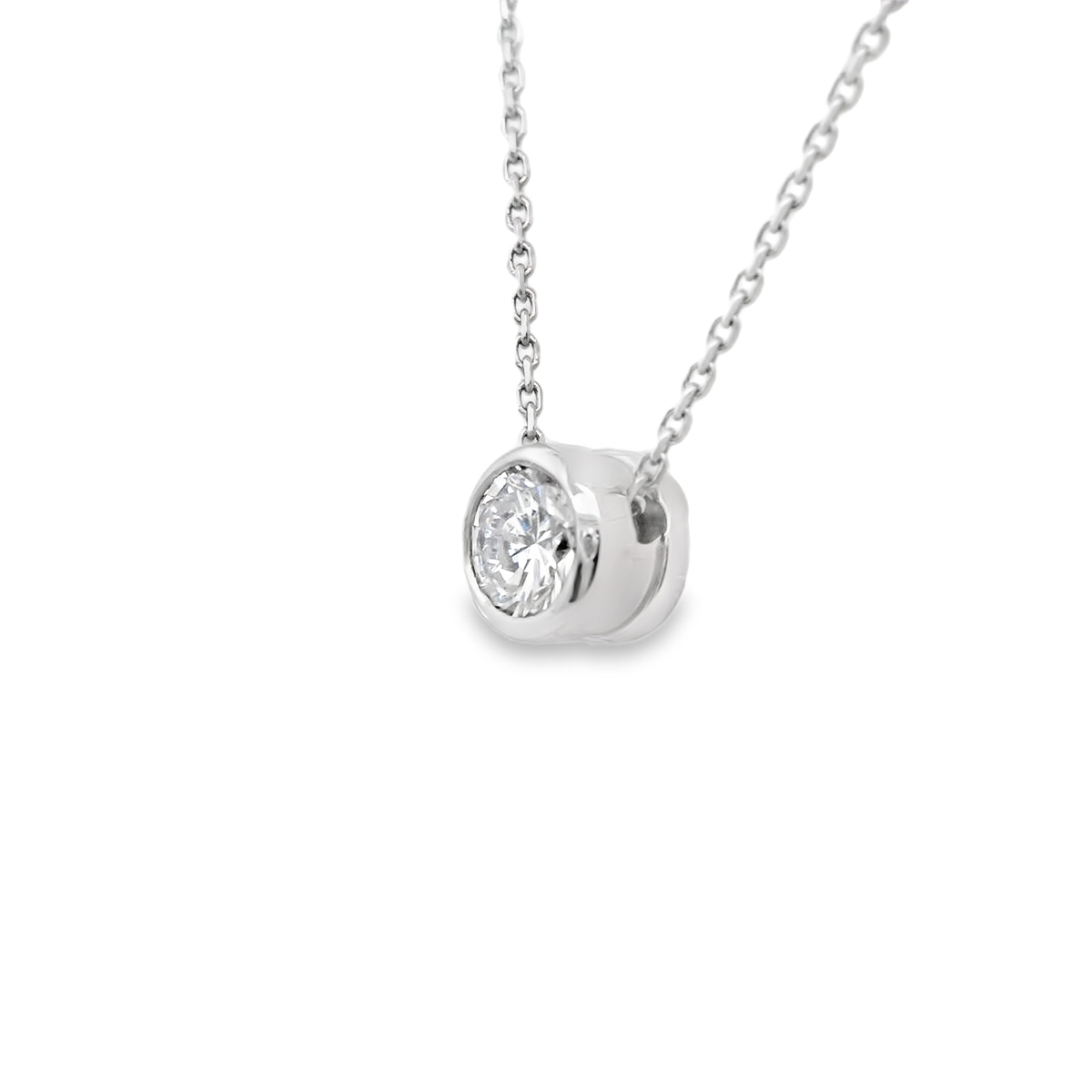 White Gold Solitaire Diamond Pendant Necklace