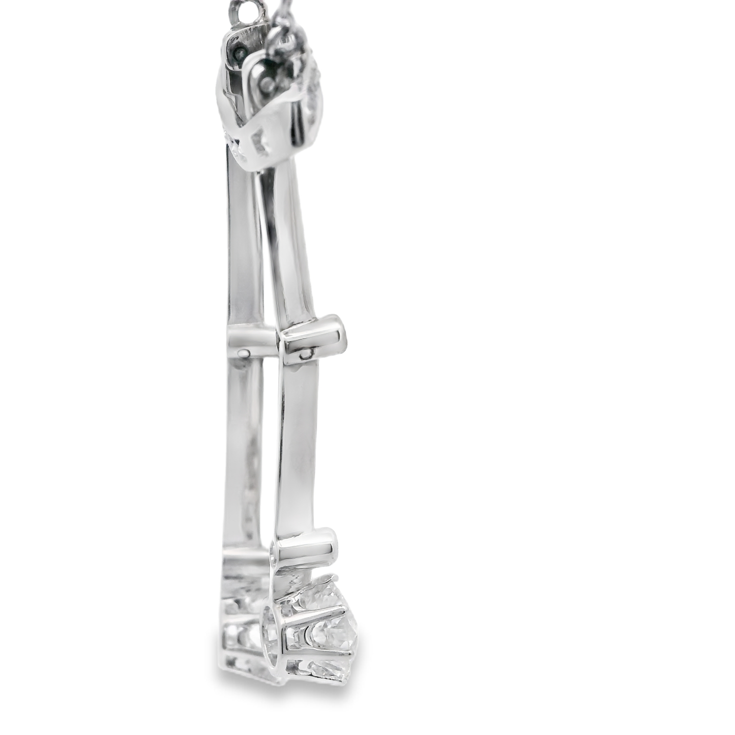 White Gold Dangle Necklace with Round European Cut Diamonds