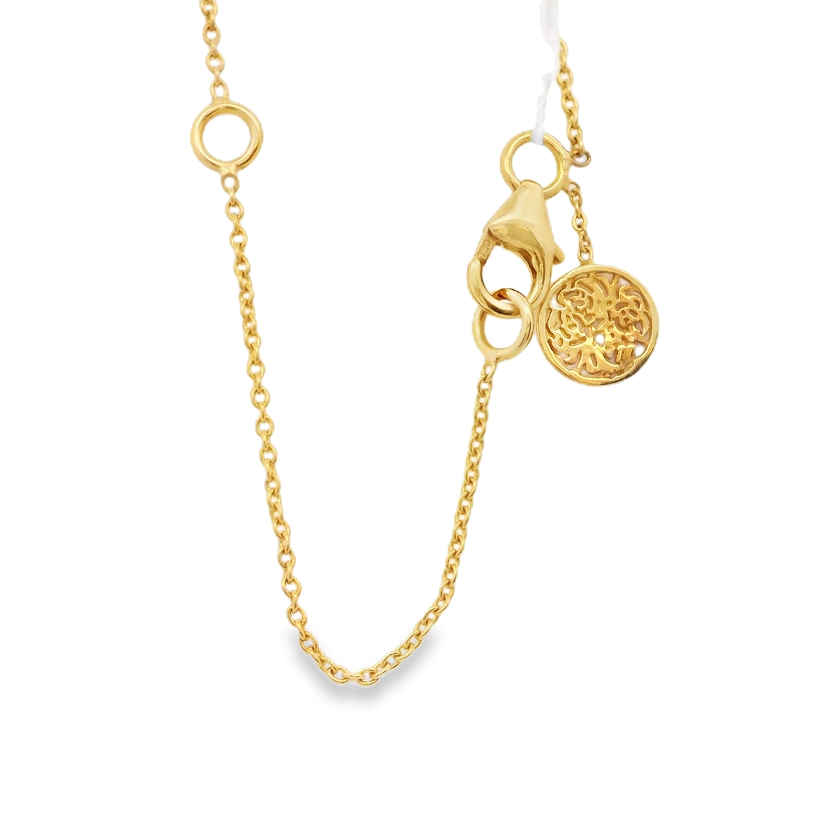 Gold Chain Necklace with Cabochon Amethyst Pendant