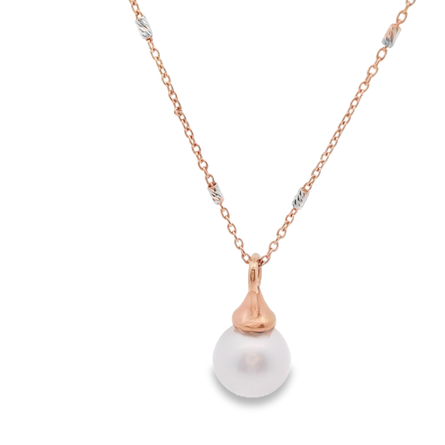 Rose Gold Akoya  Pearl Necklace