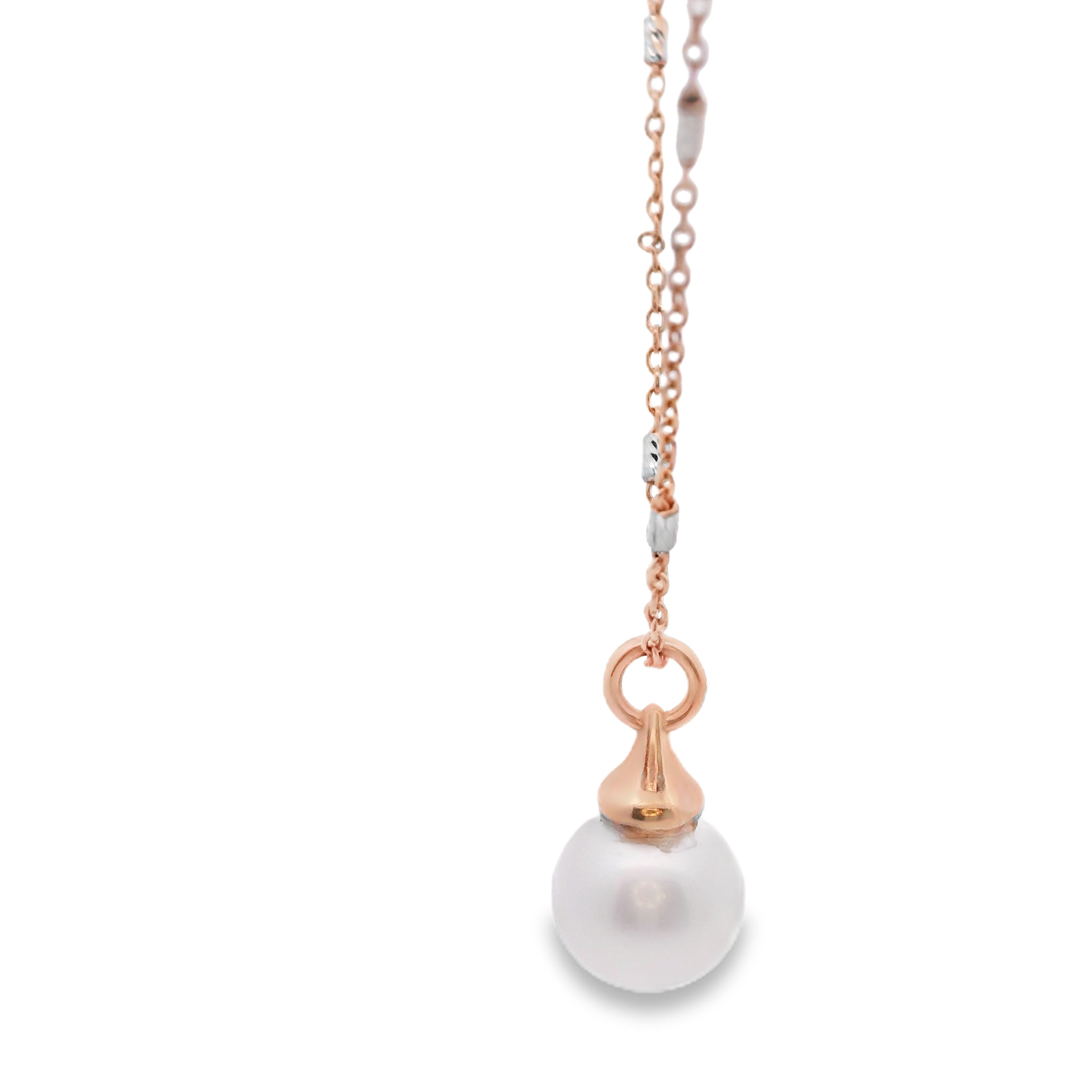 Rose Gold Akoya  Pearl Necklace