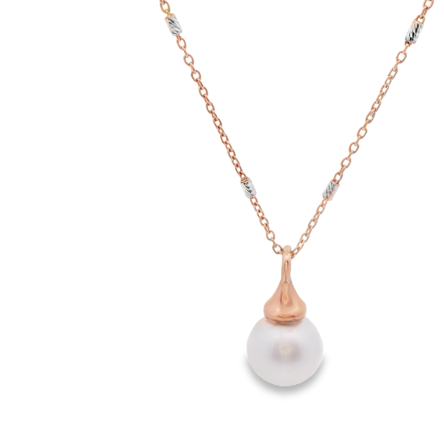 Rose Gold Akoya  Pearl Necklace