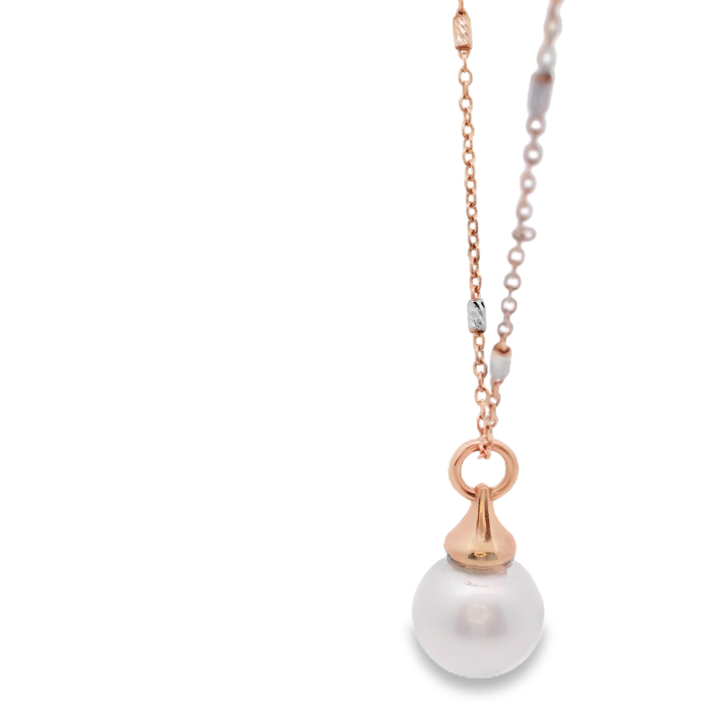 Rose Gold Akoya  Pearl Necklace