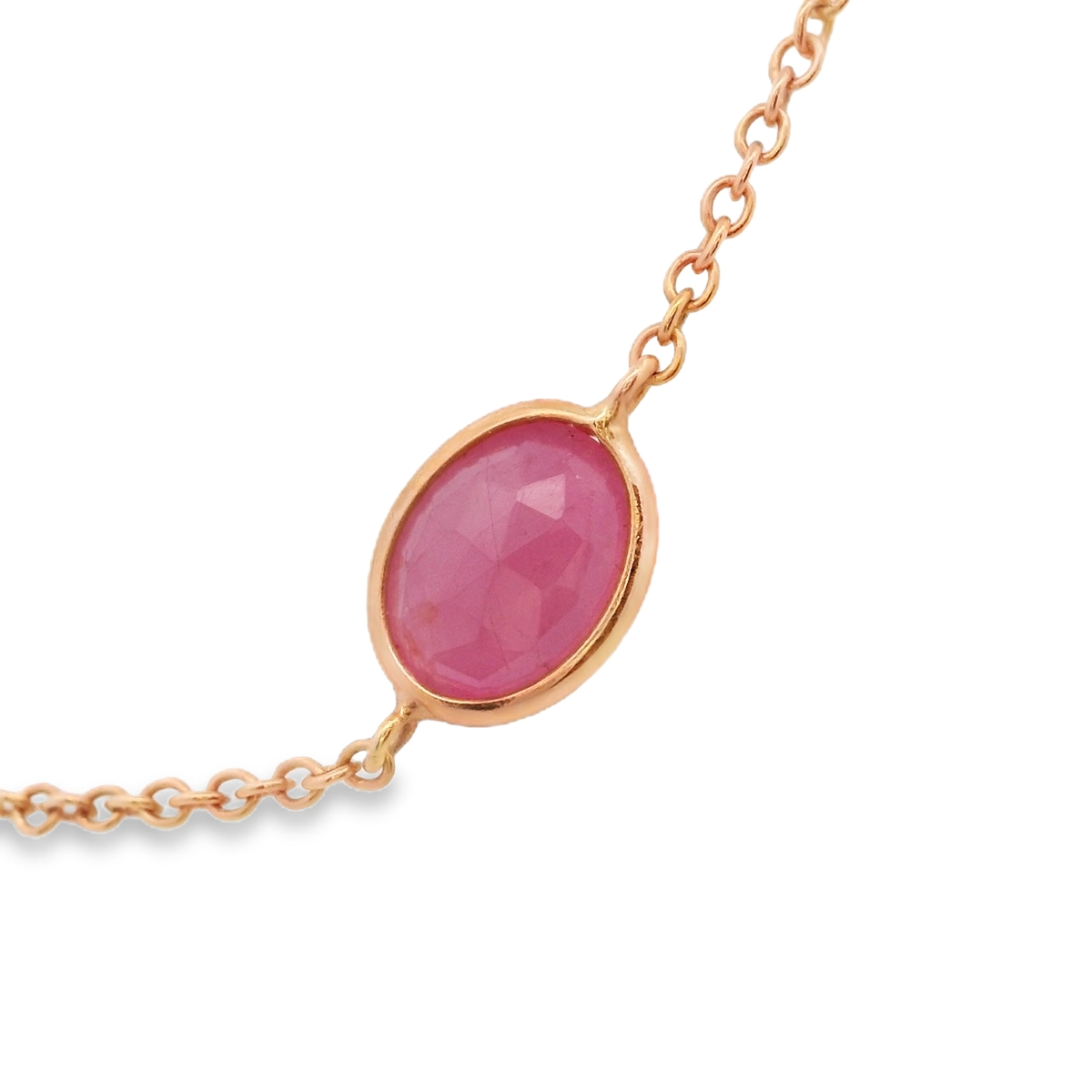 Rose Gold 5 Station Blue and Red Sapphire Necklace