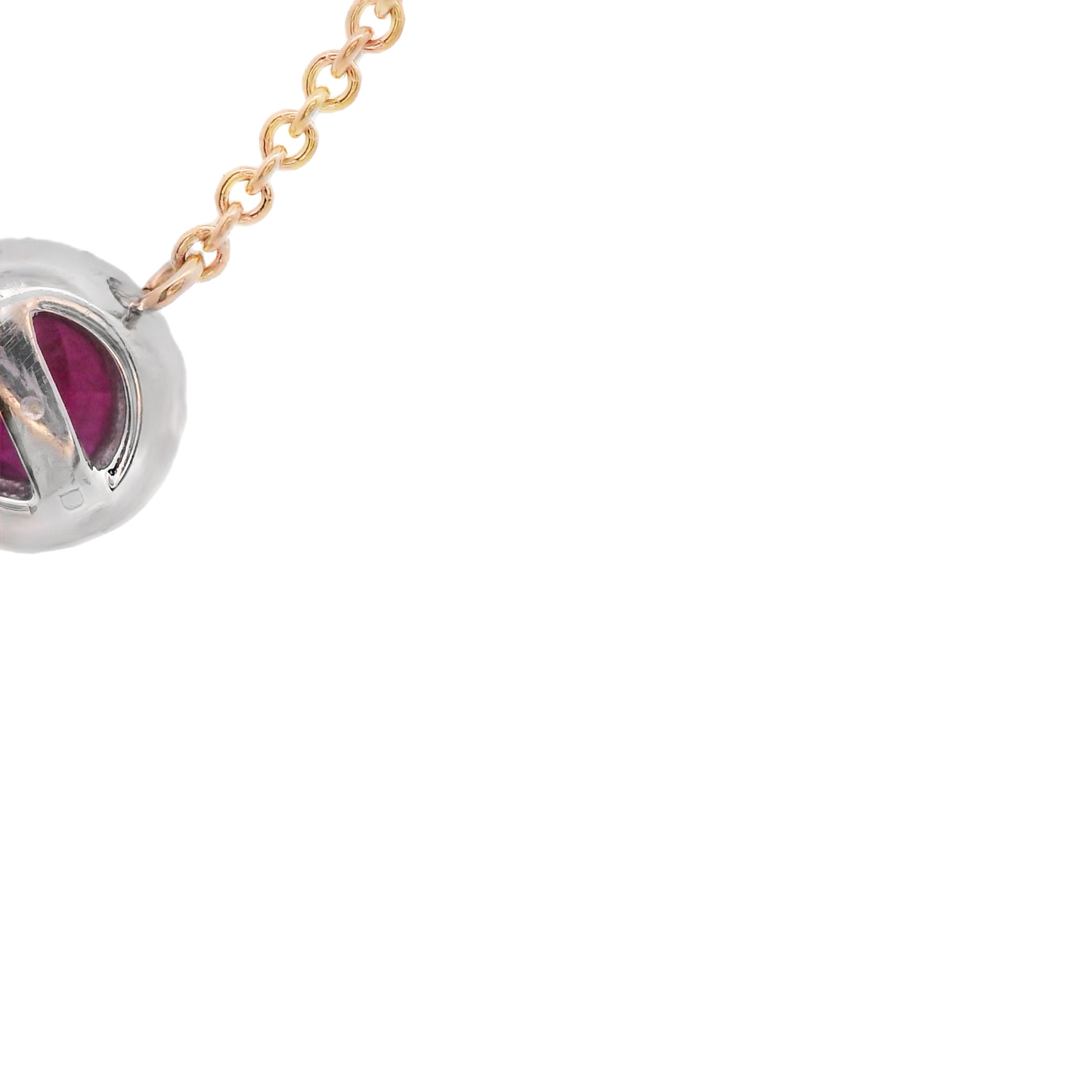 Gold Diamond Necklace with Faceted Red Ruby