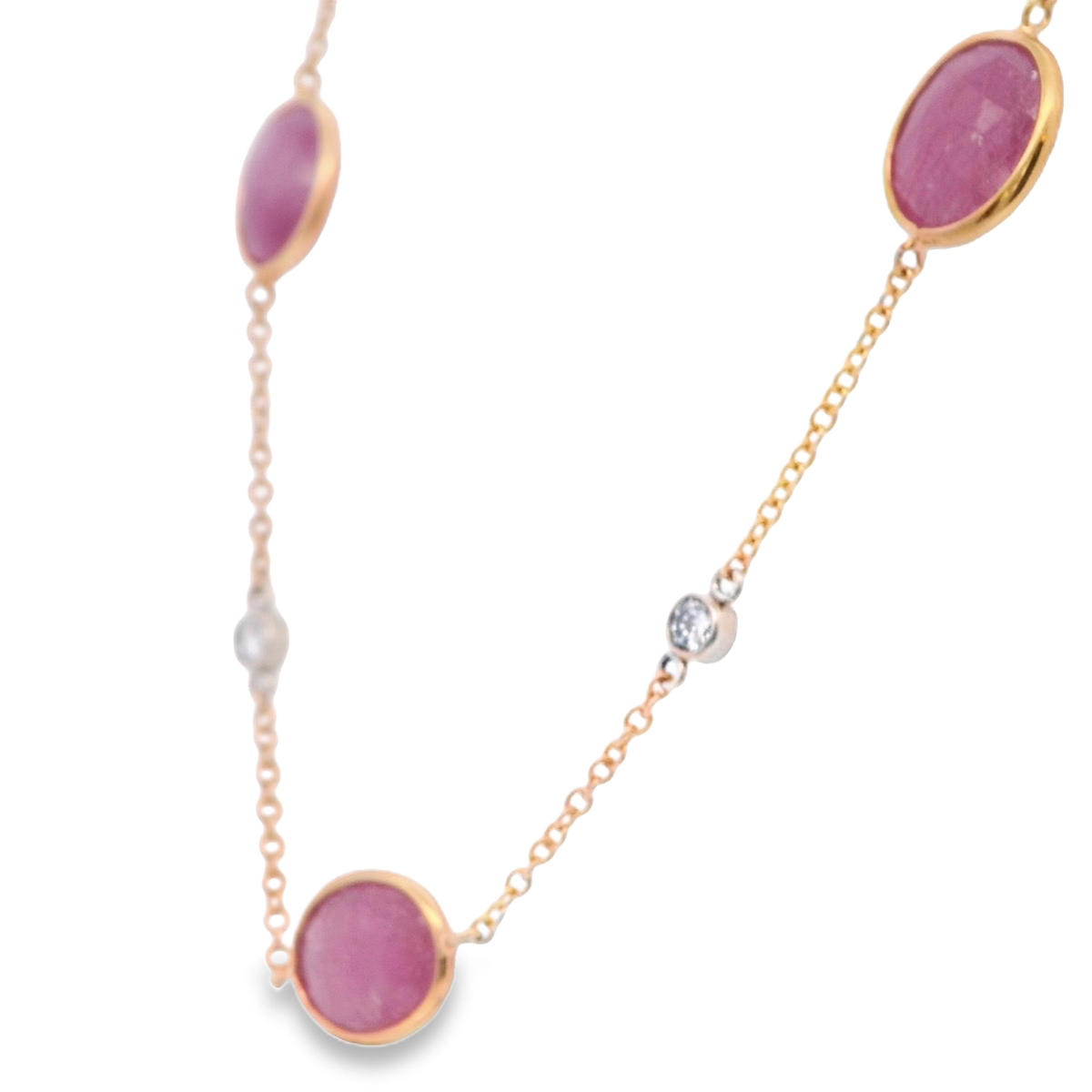 Rose Gold Red Sapphires and diamond station  Chocker Necklace