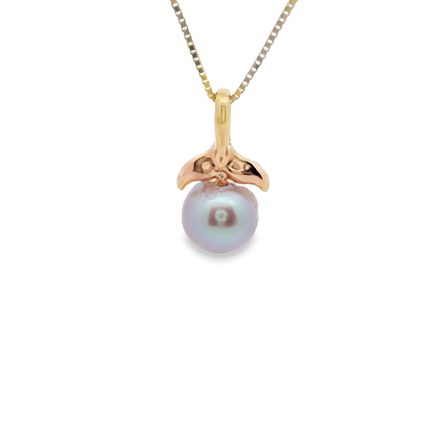Gold Pendant with Round  6.5-6-8mm Pearl