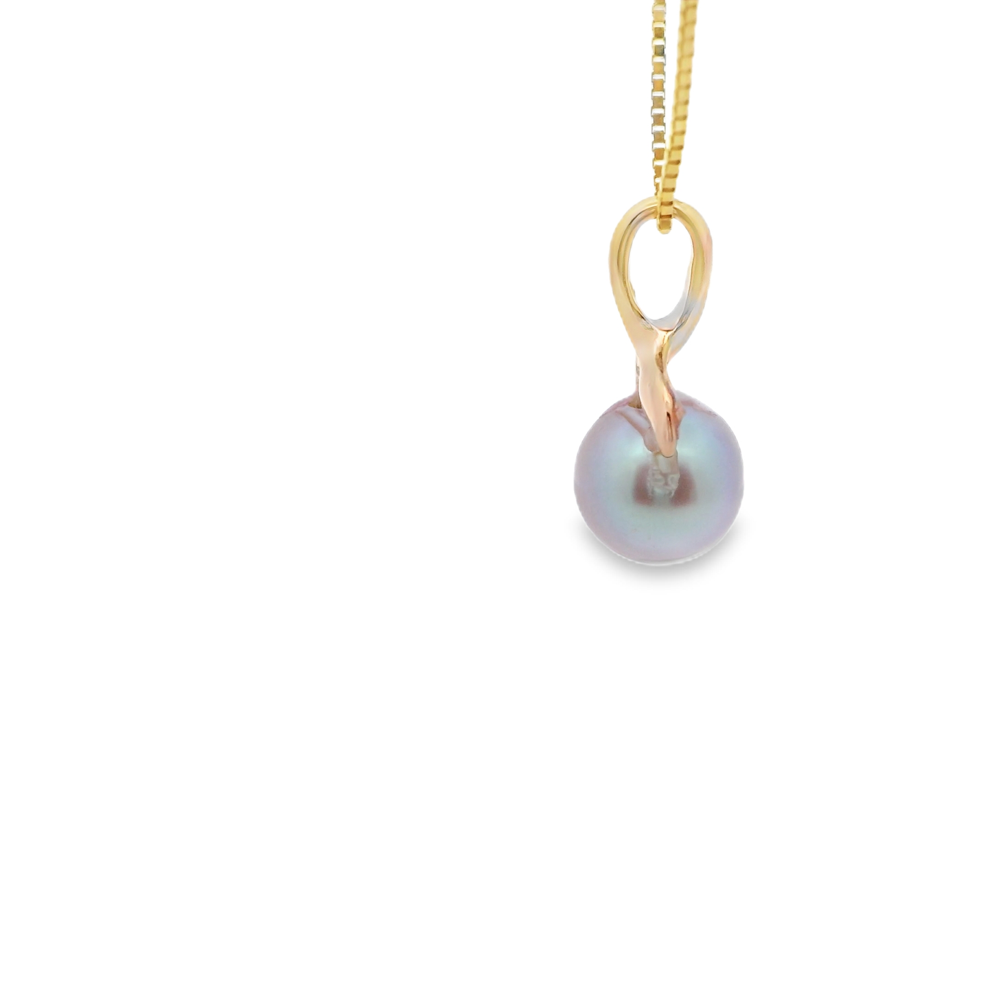 Gold Pendant with Round  6.5-6-8mm Pearl