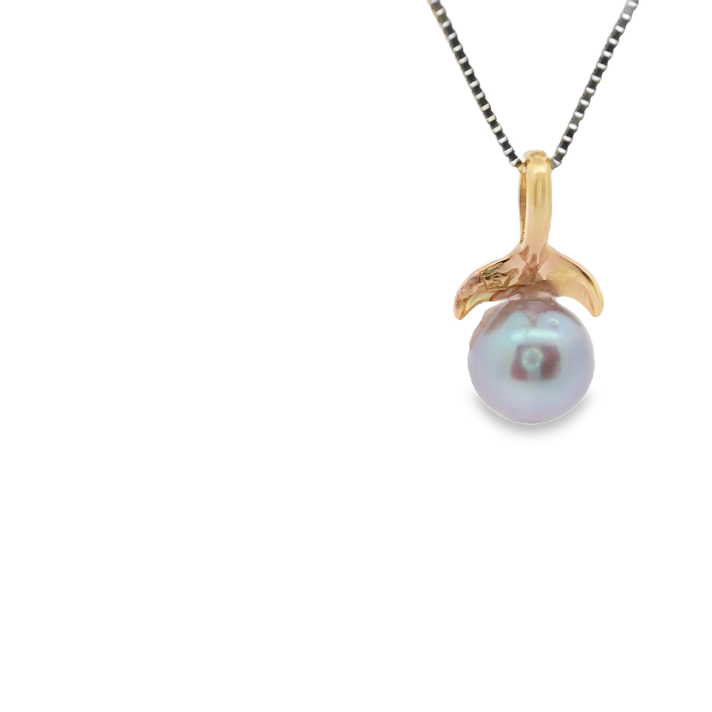 Gold Pendant with Round  6.5-6-8mm Pearl