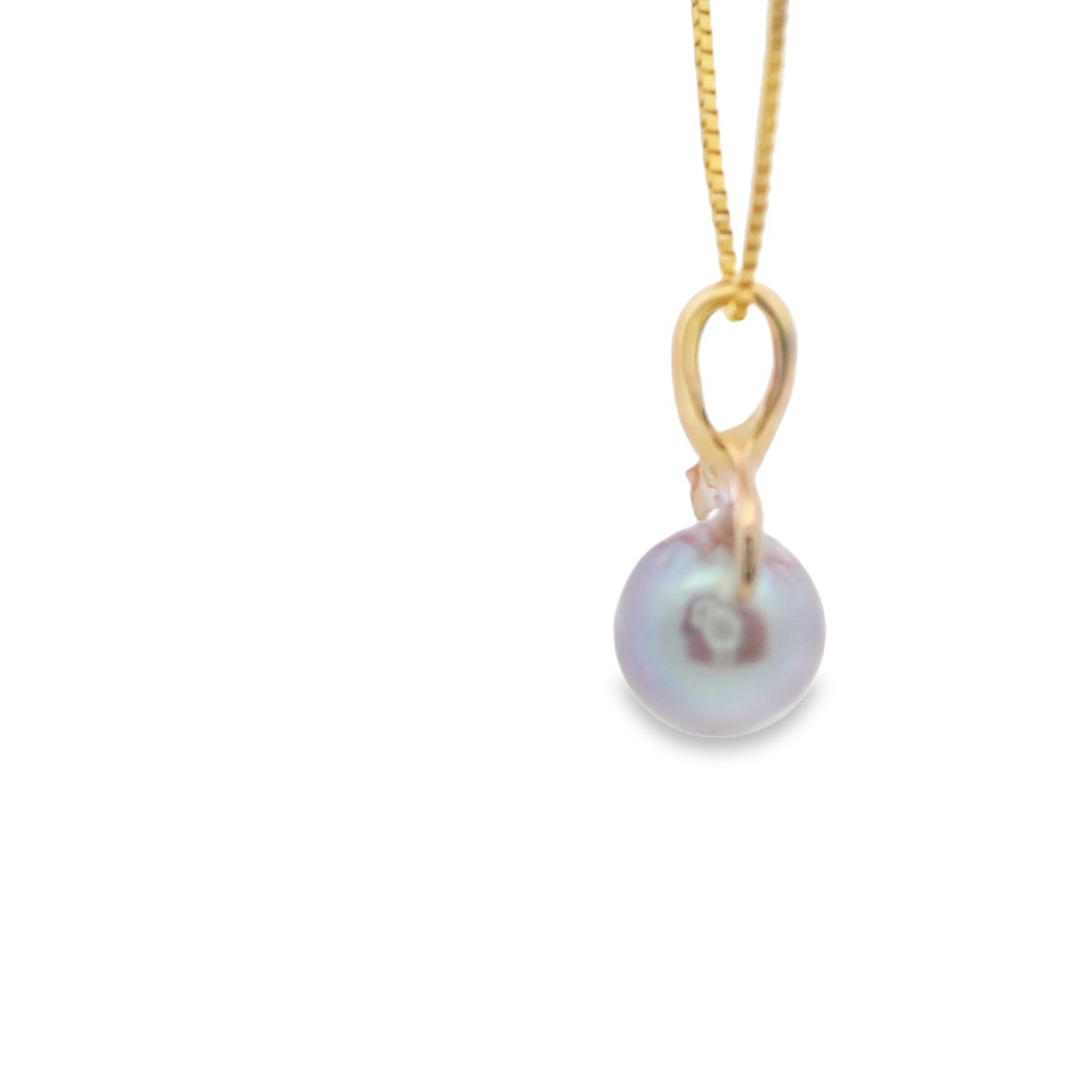 Gold Pendant with Round  6.5-6-8mm Pearl