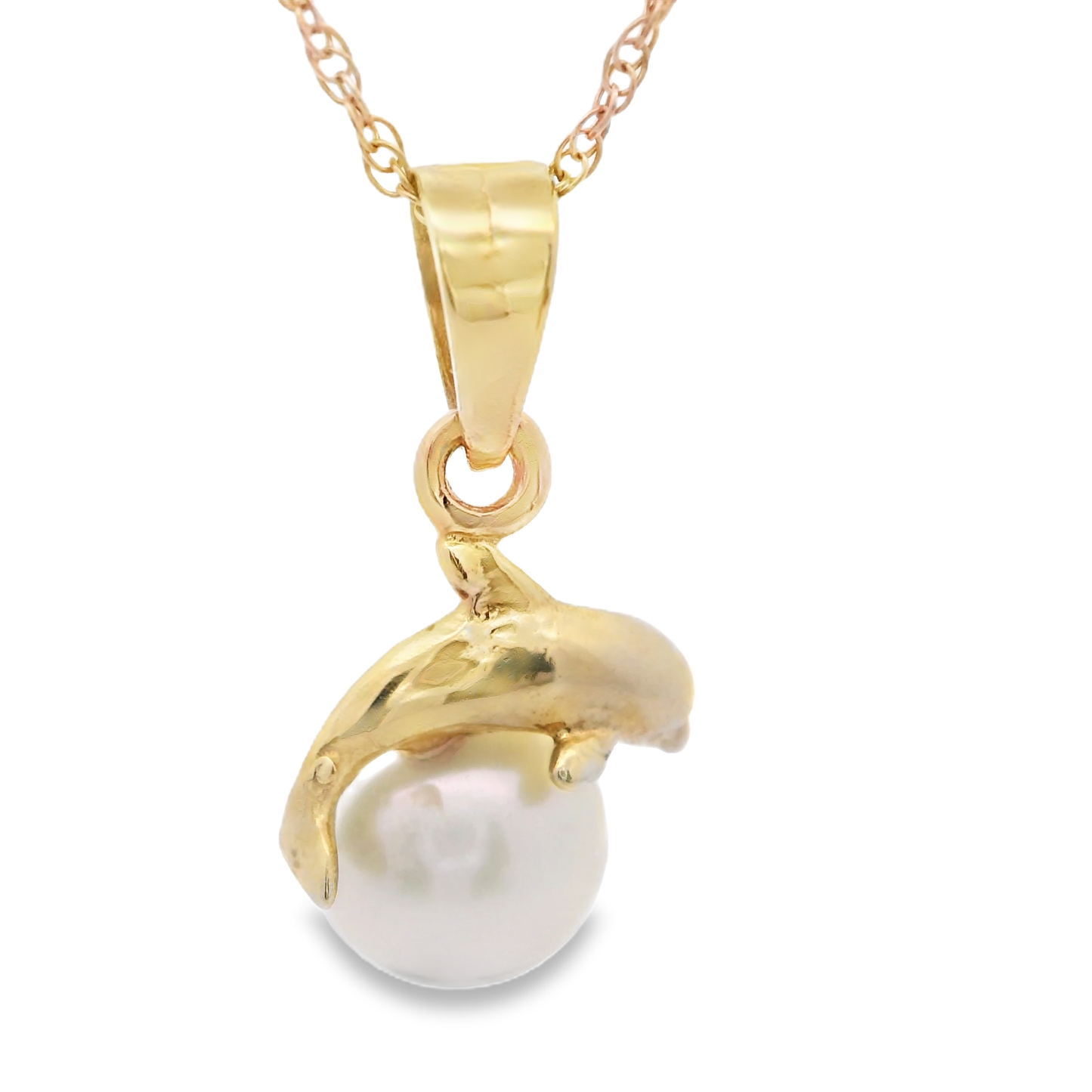 Gold Necklace with Round Pearl Pendant