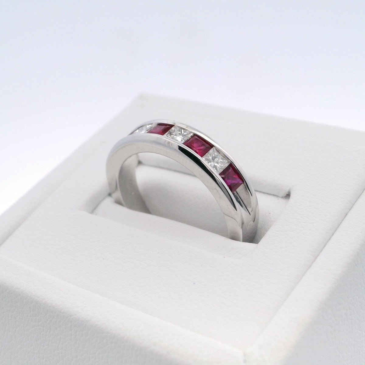 Diamond and Ruby Half Eternity Band