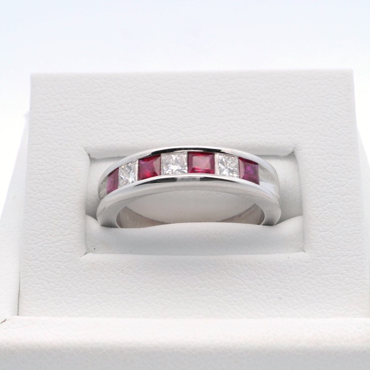 Diamond and Ruby Half Eternity Band