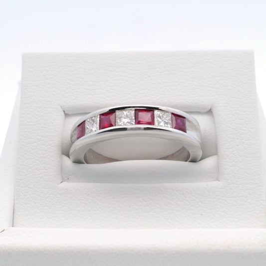 Diamond and Ruby Half Eternity Band