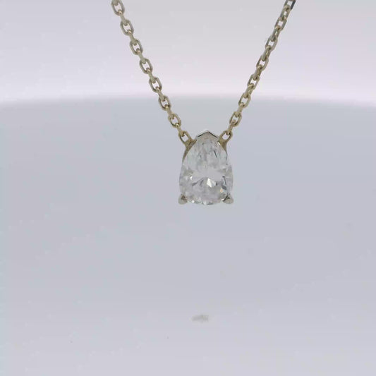 Pear-Shaped Natural  Diamond Pendant Necklace in Yellow Gold