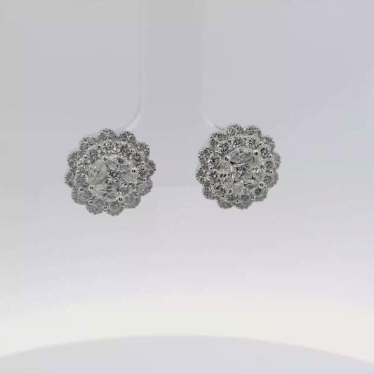 Natural  Diamond cluster Studs