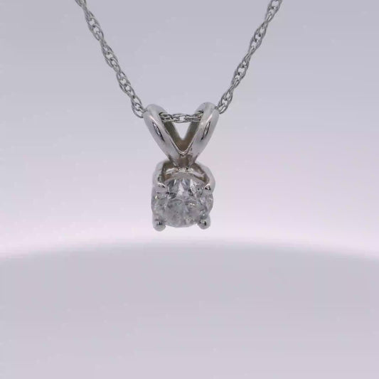 White Gold Diamond Solitaire Pendant Necklace