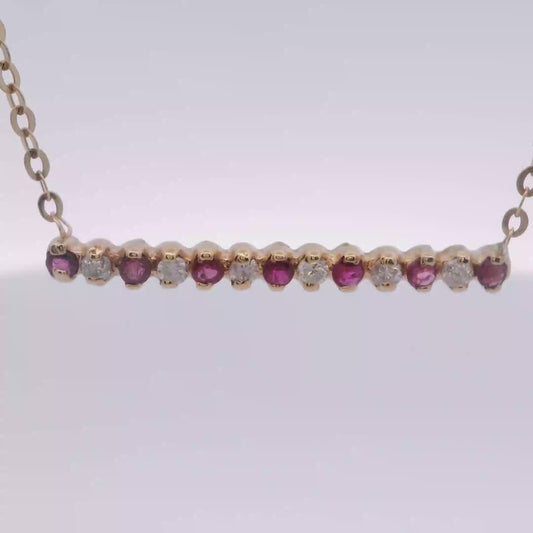 Ruby and Diamond Bar Necklace