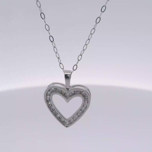Platinum Diamond Heart Pendant Necklace