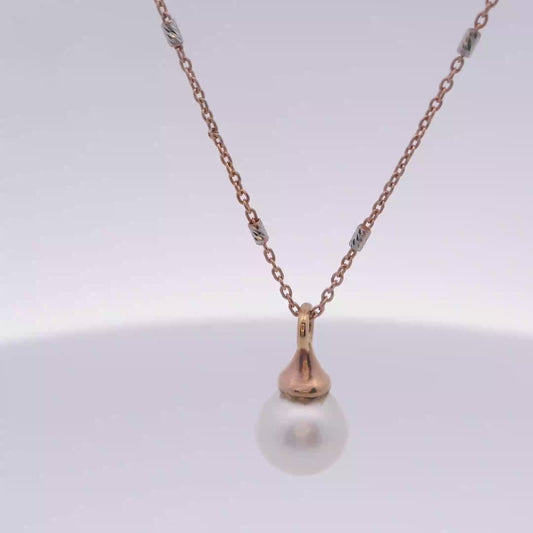 Rose Gold Akoya  Pearl Necklace