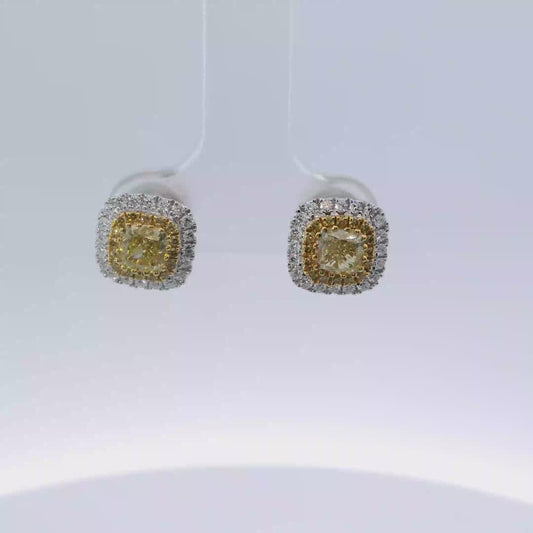 Elegant Yellow Diamond Earrings (NATURAL DIAMONDS)