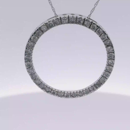 White Gold Round Diamond Circle Pendant