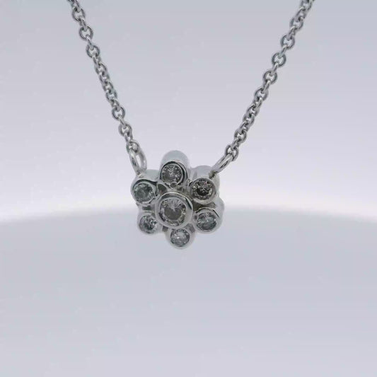 White Gold Diamond Cluster Pendant Necklace