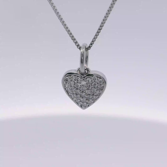 Tiny Diamond Pave’ Heart Pendant