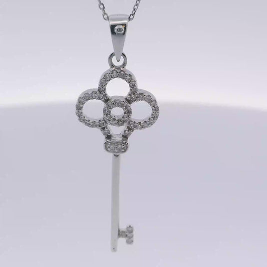 White Gold Diamond Key Pendant