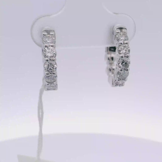 White Gold Huggy Earrings with Round Brilliant Diamonds