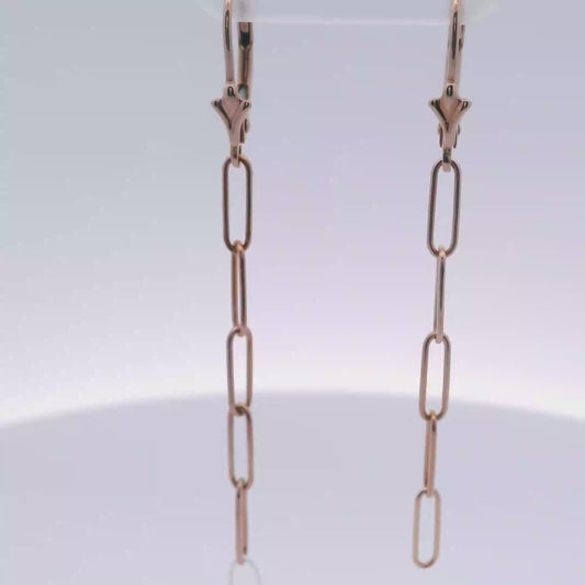 Elegant Gold Paper Clip Chain Dangle Earrings