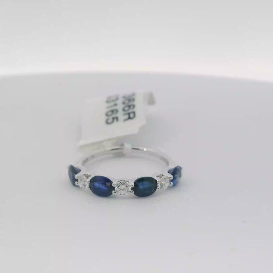 Natural diamond and Blue Sapphire Half Eternity Ring